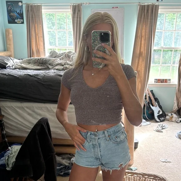 Dark purple V-Neck Women's Top - Picture 3 of 3